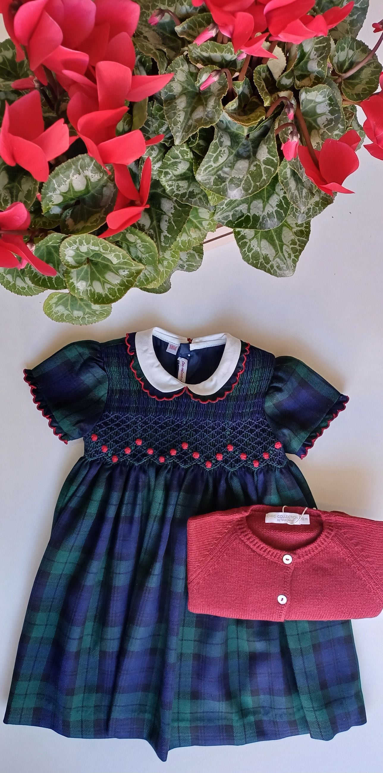 Abito tartan ricamo fiore - Abiti - LES ENFANT DE GISELLE