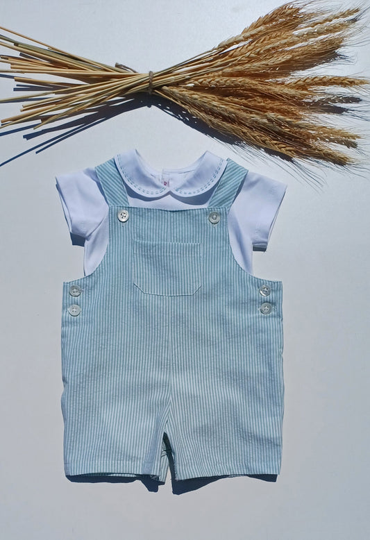 Completo Salopette rigolino e body polo verde - SALOPETTE - LES ENFANT DE GISELLE