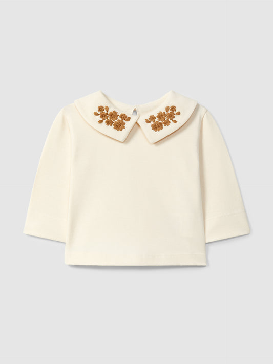 Maglia con colletto ricamato con fiori mandorla - T-Shirt e Polo - SNUG