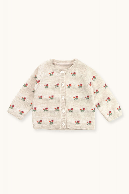Cardigan con boccioli di rose - Maglieria - Marie Puce