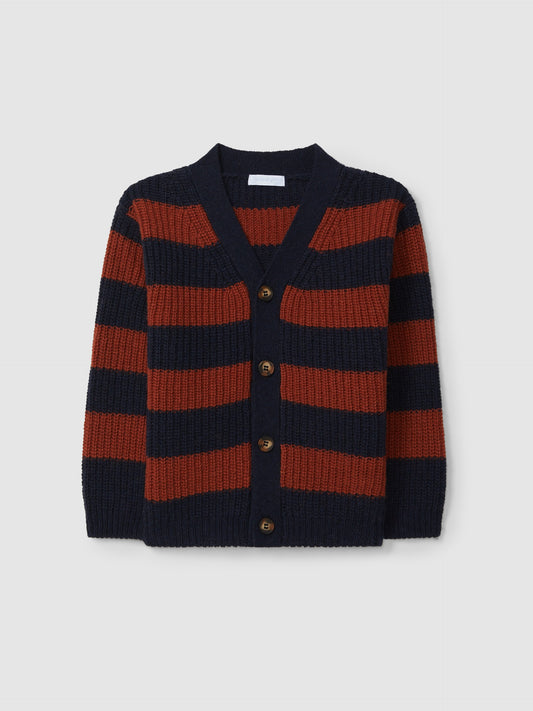 Cardigan lavorato a maglia a righe con scollo a V - Maglieria - Laranjinha
