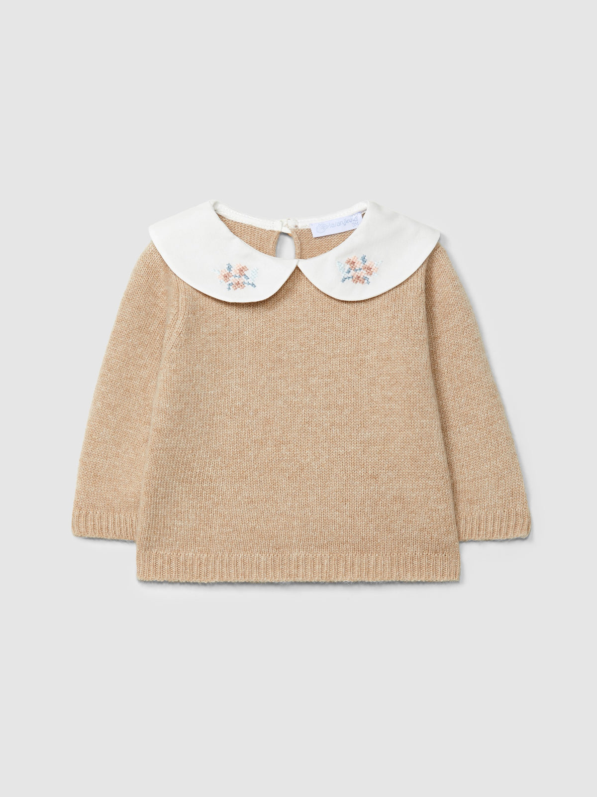 Maglione lavorato a maglia con dettaglio ricamato sul colletto - Maglieria - Laranjinha