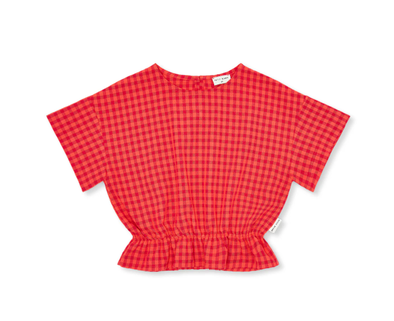 Camicetta Elastico in Vita Check Rosso - Camicie - Petit Blush