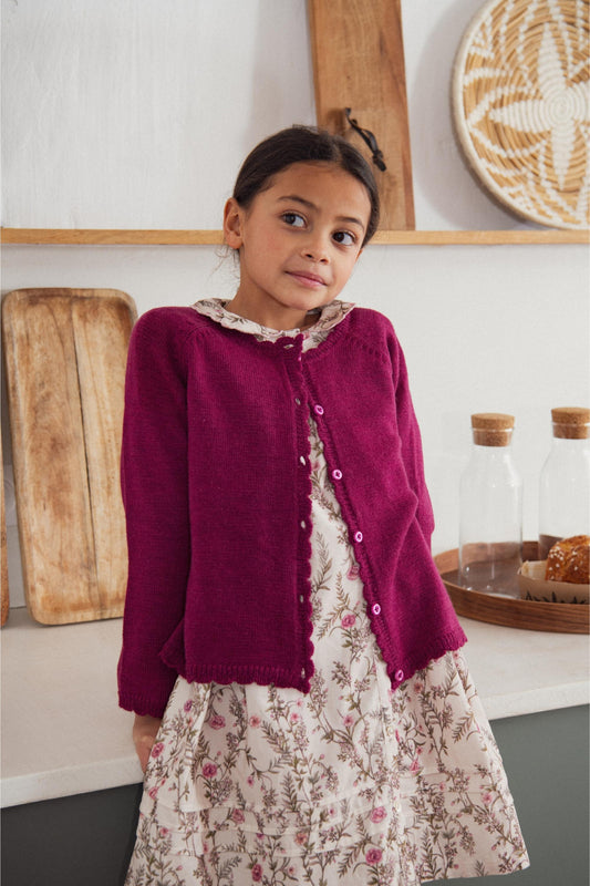 Cardigan Luna con bordo smerlato in lana merino - Maglieria - Marie Puce
