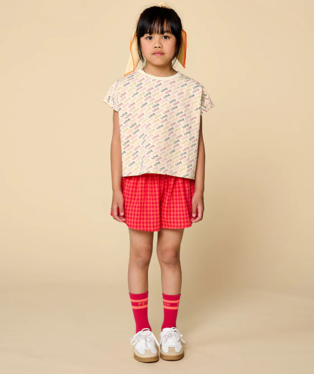 Ruffle Short Check Red - shorts - Petit Blush