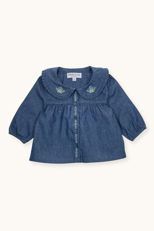 Camicetta Pauli ricamata in chambray - Camicie - Marie Puce