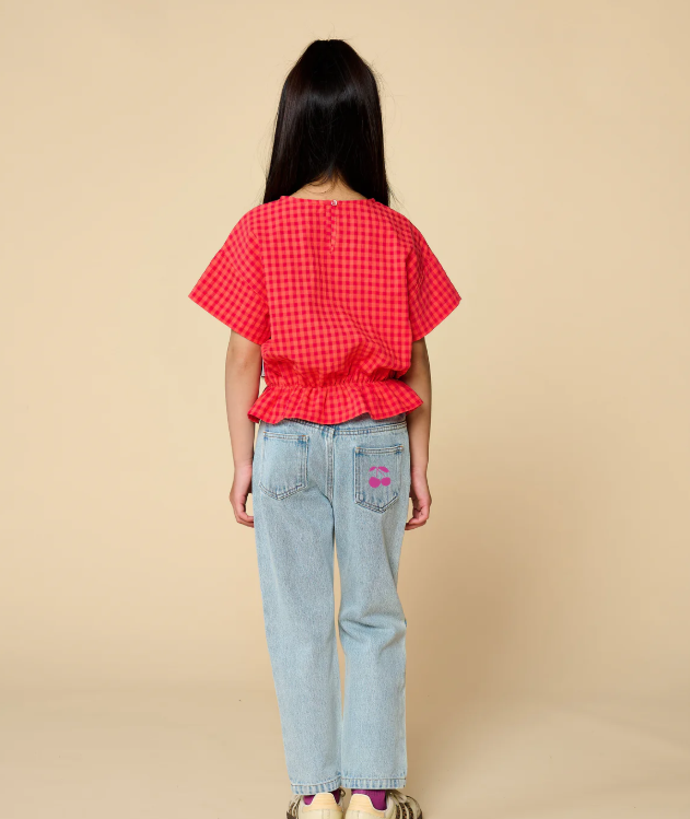 Camicetta Elastico in Vita Check Rosso - Camicie - Petit Blush