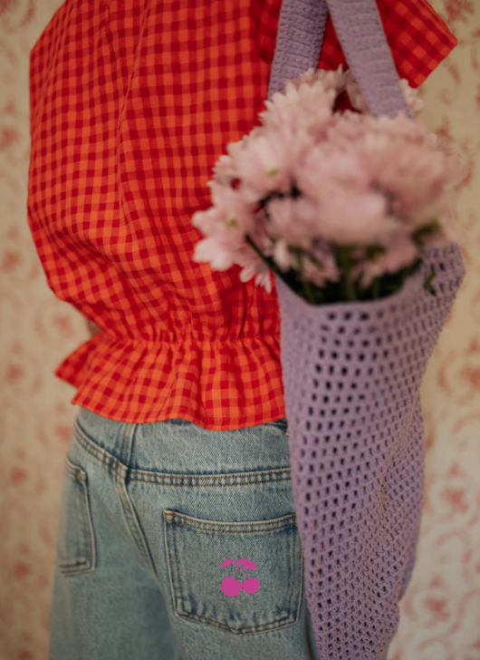 Camicetta Elastico in Vita Check Rosso - Camicie - Petit Blush