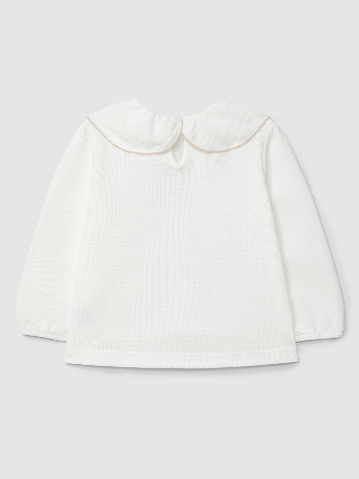 Maglia a maniche lunghe con colletto a nido d'ape e bordo a picot. - T-Shirt e Polo - Laranjinha