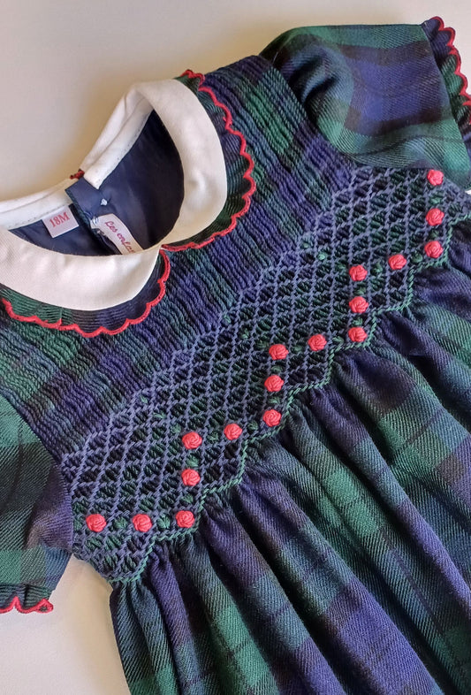 Abito tartan ricamo fiore - Abiti - LES ENFANT DE GISELLE